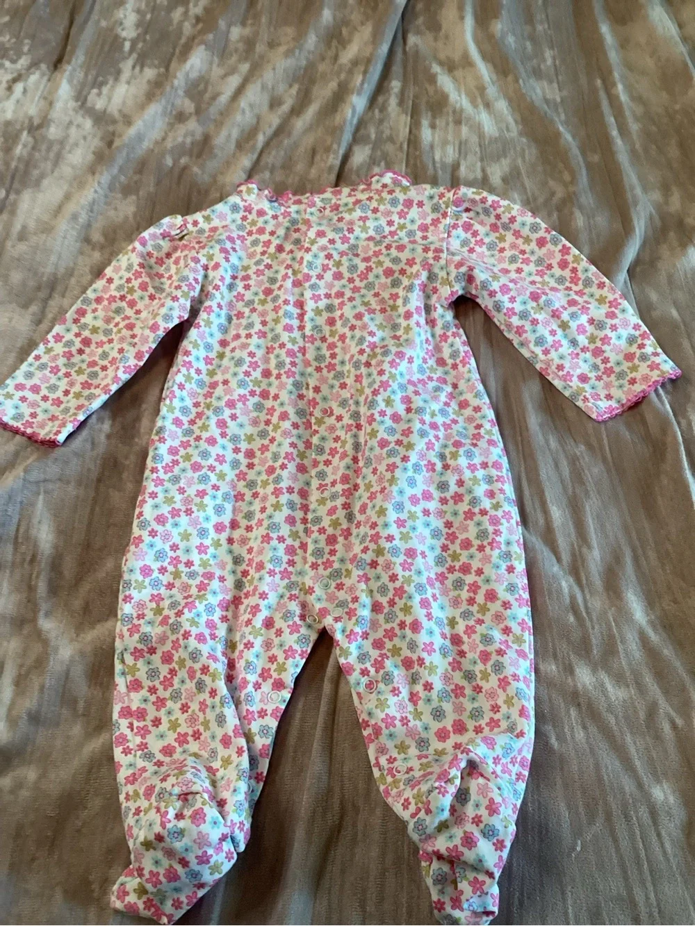 Kissy Kissy Pink Floral Footed One-Piece Sleeper